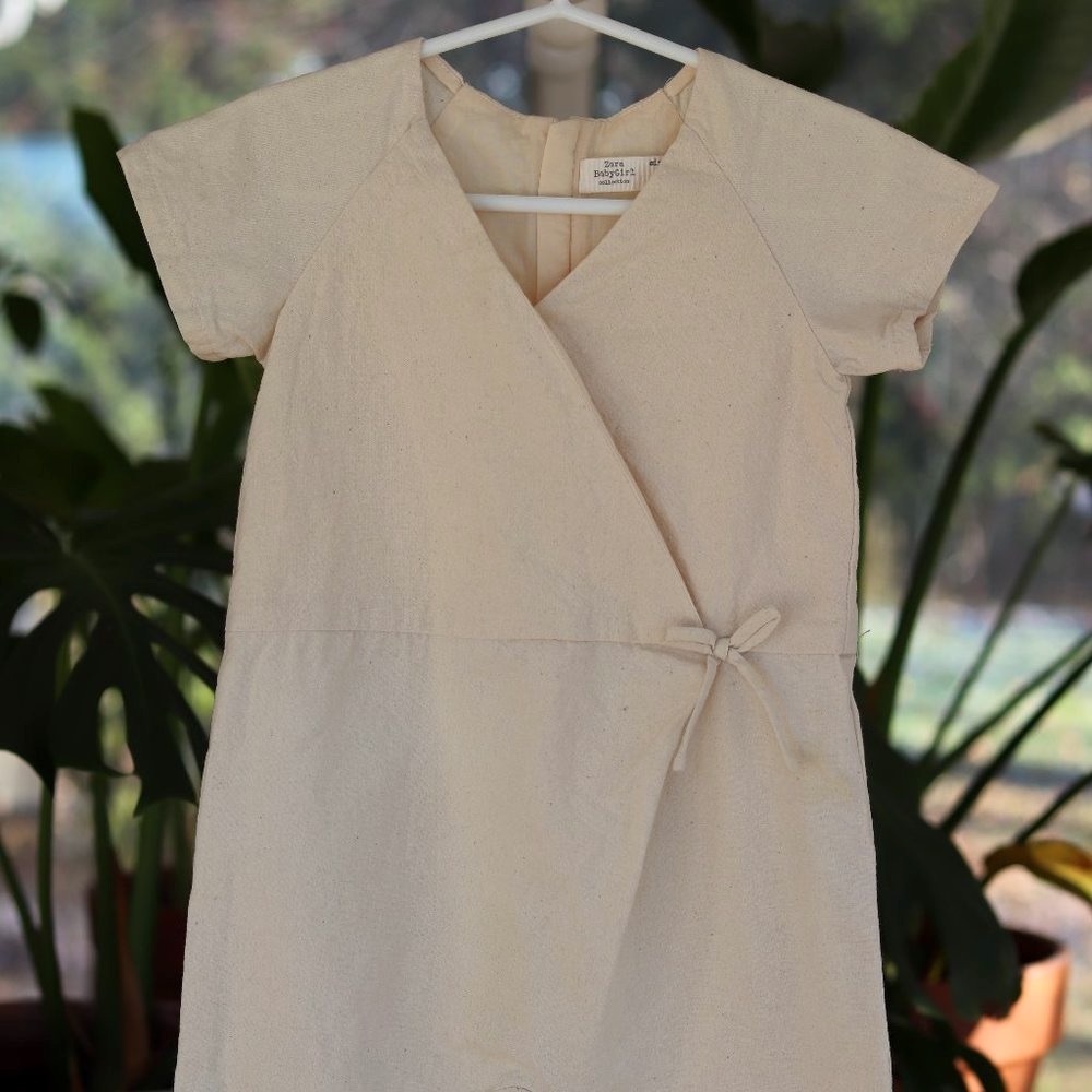 ZARA | Linen texture Cream Jumpsuit